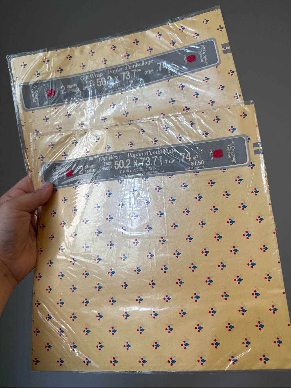 Set of 2 Vintage c1980s Carlton All Occasion Gift Wrapping New Oldstock NOS